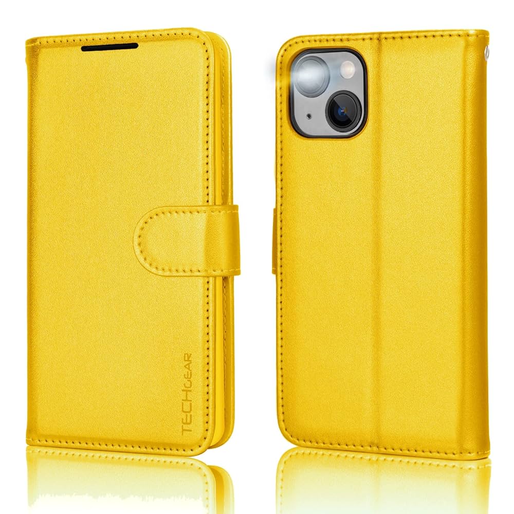 TECHGEAR iPhone 14 Leather Wallet Case, Flip Protective Case